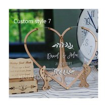 하트 독특한 웨딩 Mr Mrs 게스트 북 장식 메모리 드롭 박스 서명 아크릴 대안, Custom Style 7
