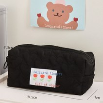 zhudo예람 오리지널 인터넷 빨간 베개 필통 소녀 마음 수납 봉투 문방구 봉투 대용량 문방구 필통, 작은 빨간 꽃 베개 붓주머니 - 검은색