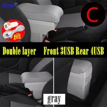 현대 악센트 Tagaz 자동차 팔걸이 상자 인테리어 부품 센터 스토리지 박스 USB LED, 22 C style gray 7USB
