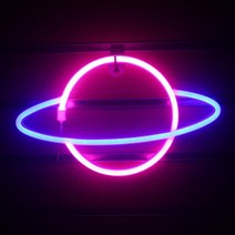 행성 LED 조명 네온 라이트 사인침실 장식 네온사인 나이트 램프 방 벽 아트 바 USB, 06 Pink-Blue