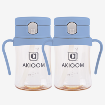 아키움 PPSU 원터치 빨대컵 2종세트 + 파우치, 원터치200ml+원터치200ml+파우치(랜덤), 블루, 블루