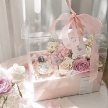 플라워박스 투명 디저트 꽃 선물 박스 상자 포장 케이스, 핑크