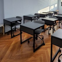 학원책상 강의실 학교 책상 와이드 700 책상, 프레임(검정색), 상판-오크