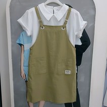 [소이주니어] 논현점 21년여름신상 ** 빠른배송 ** 크게 나왔어요 시원한소재 카키 면마 멜빵 원피스 21m1859