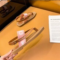 여성 쪼리 슬리퍼 플리플랍 샌들녀 2022 여름 리얼 가죽 조리 통굽 인박카041