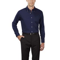 141703 Van Heusen 남성 레귤러 핏 트윌 솔리드 버튼 다운 칼라 드레스 셔츠