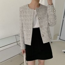 [리즈무드] 넬코 진주버튼 트위드 자켓