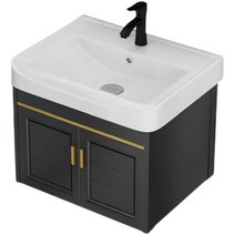 세면대하부장 건식 서랍형 스탠딩 욕실 세면장 하부 언더볼 세면대, 60CM 블랙 수도꼭지