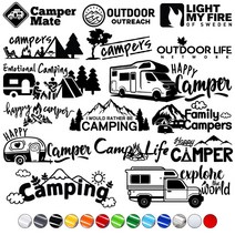 캠핑로고스티커1 자동차데칼스티커 캠핑카 카고트레일러 카라반꾸미기 아웃도어, 1개, 노랑XS