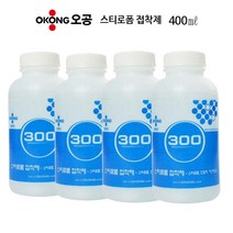 [이라인공구]_오공 300 스티로폼 접착제/스치로폼/우드락/접착제 본드 투명 400ml, 4개
