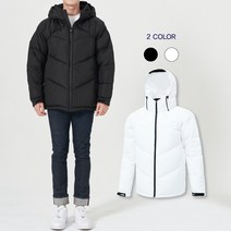에어볼 웰론 사선 후드 하프 패딩 점퍼 남여공용 블랙 화이트 85~115