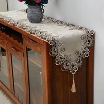SKANDSALO 테이블 플래그 긴서랍 커피테이블 식탁 천패브릭 커버, 테이블 플래그 : 40 x 145cm, 2 색 레이스 (페넌트)