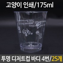 ZPE603439투명 디저트컵 바디 고양이 25개 컵케이크 쿠키 카페, 1, 1