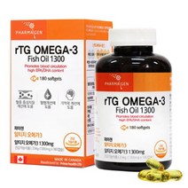 파마젠) rTG 오메가3 1300mg x 180캡슐 EPA DHA 함유, 1병