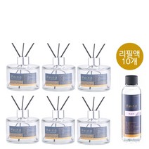 레이나퍼퓸 공병6개+리필150mlx10+스틱10세트, 투명병6개:화이트머스크10개