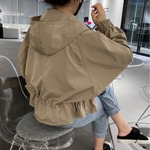 [비비애르] 프릴 스트링 후드 숏 야상 점퍼 봄 간절기 여자야상점퍼 바람막이 얼리버드
