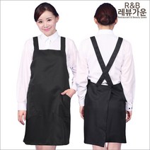 레뷰가운 AE26 앞치마 업소용 요리학원 카페 미술학원 양식 제빵 서빙 주방, AE26 검정M_찍찍이, 1개