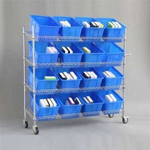 이동식 픽킹 트롤리 자재 보관 랙 물류 공구 카트, 경사형4단 150x45x160 하얀프레임16개