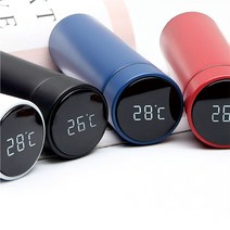 스마트 보온 보냉 스테인레스 온도계 분유텀블러, 블루