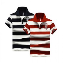 여름 남성 스트라이프 반팔 카라티 단가라 고급 티셔츠 청바지 코디 바캉스룩