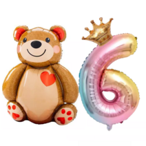 파파 파티 곰돌이 풍선 생일 파티 숫자 풍선 세트, 1세트, 곰돌이 6