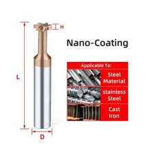 초경 T 슬롯 밀링 커터 텅스텐 스틸 엔드 밀 CNC 공구 금속 Al 구리 가공 선반, D14x65L, Coating, H5.0