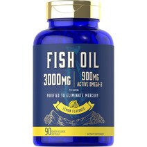 수입영양제 수입보충제 피쉬 오일 3000mg 900mg 오메가 3 90 소프트젤 레몬맛 비 GMO 및 글루텐 프리 보충제