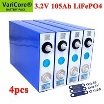 3.2V 100AH 105AH LIFEPO4 충전식 배터리 리튬 철 인산철 12V 캠핑 골프 카트 오프로드 오프 그리드 태양풍 4 피스, 4x lifepo4 105Ah
