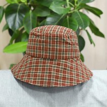 간절기 여행용 체크무늬 여성 벙거지 버킷햇모자 제주도모자 케쥬얼코디 벙거지햇