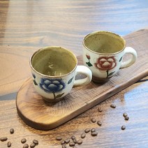 분청 목단 핸드메이드 도자기 머그컵 카페머그 선물용 커피머그잔 300ml, 파랑