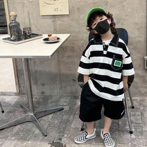 아짱 키즈남아 여름신상상하세트 단가라카라티블랙팬츠세트