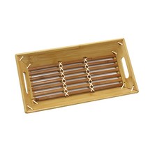 대나무 손잡이 채반 4종 직사각 쌈채반 전접시 소쿠리, 대나무손잡이채반_중