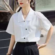 Ethel 여성용 흰색 링클프리 반팔셔츠 블라우스