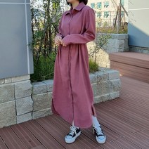 여성 chacha 스웨이드 셔츠 롱원피스