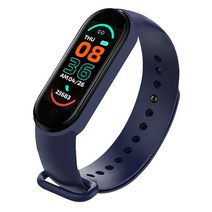 GPS 스마트 팔찌 다기능 심박수 혈압 모니터 단계 음악 수면 모니터링 M6 피트니스 스포츠 시계, 03 Blue
