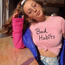 패턴티셔츠 EDSHEERANBADHABITS EDSHEERANTOUR2022CROP BABY Y2K 미학 4870029401