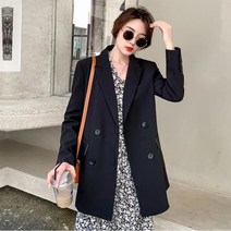 TANC Momolatti 여성용 묵히다 베이직 오버핏 미디엄 롱 자켓