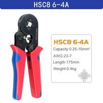 수공구 핀튜브 터미널 펜치 압착 도구 hsc8 6-4 0.25-10mm²23-7awg 래칫 전기 기사 와이어 수리 브랜드 도구 키트, hsc8 6-4a
