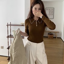 여성용 카라 버튼 니트 하늘비즈 A31 B557N290