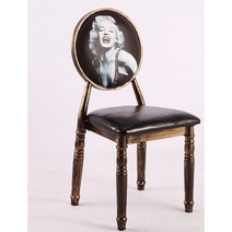 빈티지 복고풍 이미지 pu 소재 스툴 의자 등받이 화장대 의자, 골든 서클-블랙 먼로