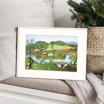 그림액자 후식 강 여름 그랜마모지스 Grandma Moses (액자포함), 화이트, 61.2x48.4cm