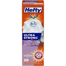Hefty Ultra Strong 톨 키친 드로스트링 쓰레기봉투 라벤더 스위트 바닐라 20개