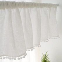폼폼이 바란스 방울 인테리어 린넨 창문커튼 106x45