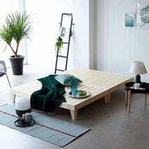 리버퍼니쳐 [리버퍼니쳐] 짜임 소나무원목 통마루 무헤드퀸침대, 네추럴