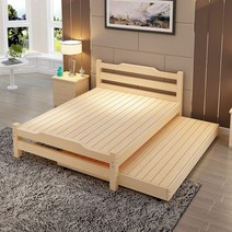 슬라이딩 침대 2단 슬림 공간활용 나무 더블 원룸 착불x 매트포함 튼튼한 무향, 1000mmx1900mm, 착불비무료, 서랍