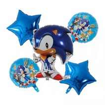 New Cartoon Sonic Party Supplies Boys Birthday Disposable Tableware Set Paper Plate Cup Napkins Baby, 15 5pcs balloon