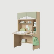 한샘 티오 그로우 홈플랩도어 각도조절 책상세트 5단 120x75cm (컬러 택1), 내추럴오크/그린(D)