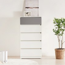 이노센트 씨엘로 속 깊은 광폭 600 5단서랍장 i101907, 화이트그레이