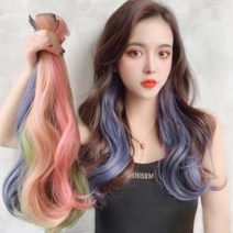 롱 컬러 그라데이션 헤어피스 브릿지 붙임머리 여성가발, DDB_오로라퍼플, DDB_상품선택