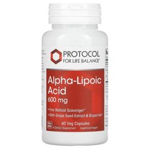 프로토콜포라이프밸런스 알파-리포산 600mg 베지 캡슐 글루텐 프리, 60개입, 1개, 60정